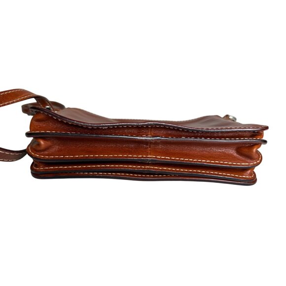 D'ANNA FIRENZE Brown Leather Crossbody Bag With Adjustable Strap & Magnetic Clo - Picture 5 of 10